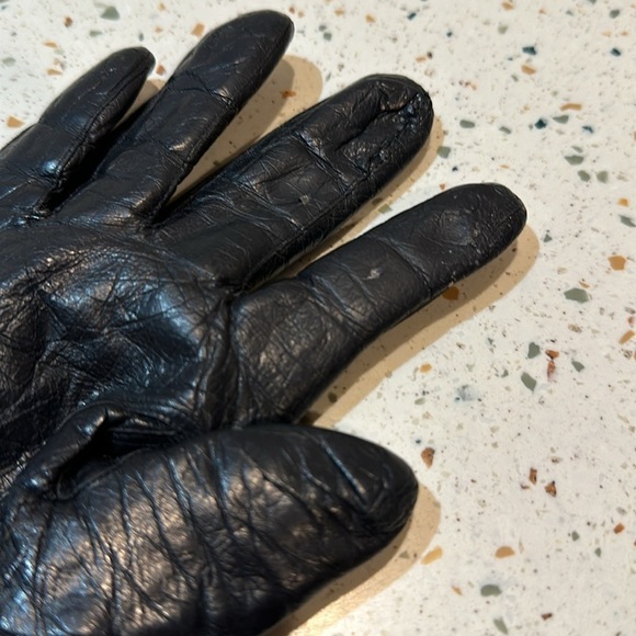 Vintage Black Leather Gloves with Rabbit Fur Lining‎ Made Italy - Picture 12 of 12